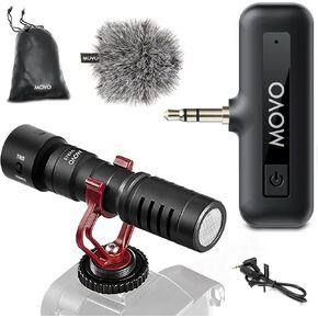 Movo VXR10 Shotgun Mic with WM-VXR10 Wireless Adapter for Cameras