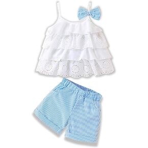Toddler Baby Girls Clothes Summer Outfits Fruit Print Bow Camisole Top and Casual Shorts 2-piece Summer Clothing Set