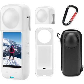 Carrying Protective Case Kit Compatible with Insta 360 X4, Soft Silicone Protector Cover with Portable Small Hard Shell Travel Storage Bag Bumper Accessories