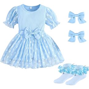 Toddler Girl Tulle Dress Summer Ruffle Baby Girl Fashion Casual Tutu Clothing Set 3-6Y