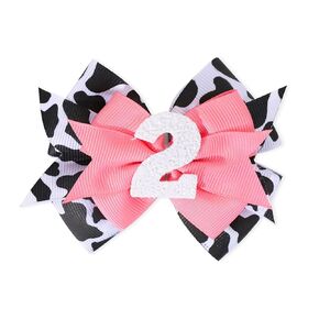 Pink Cow Hair Bow Clips, 1st Birthday Party Hair Accessories, Cute Print Hairpins Bows Barrettes for Cowgirls Theme Birthday Party Dress Outfit Costume Decor Accessories (Two years old)
