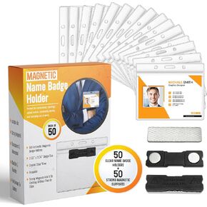 SIMPLE TRÉ-Magnetic Name Badge Holders,50 Pack of 3.5x2.25,Horizontal,Magnetic Name Tags,Name Badge Holders,Name Tag Holders,Name Badges,Name Tags,Strong Magnets,ID Holder,for Office, Conferences