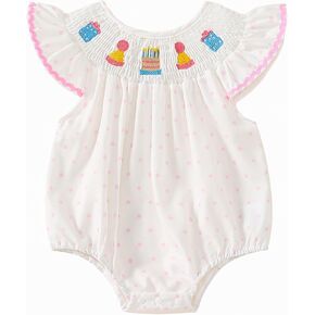 Baby Girl First/Half Birthday Outfit Embroidery 1/2 Birthday Romper 1st Birthday Bodysuit 6/12 Months