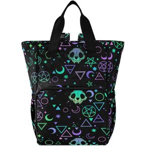 MNSRUU Diaper Bag Moth Skull Moon Esoteric Diaper Bag Backpack Multifunction Travel Diaper Bag Tote Large Capacity Diaper Changing Backpacks for Moms Dads