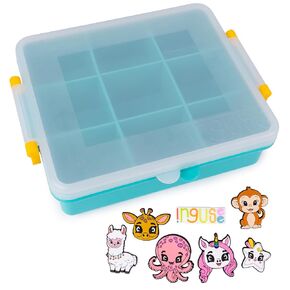 Travel Snack Box for Kids - Customizable Snackbox Container Organization System with Removable Dividers and Fun Silicone Character Decorations - Air-Tight Dishwasher-Friendly Toddler Food Containers