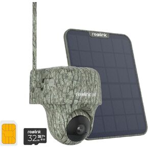 REOLINK 4K Cellular Trail Camera ، 3G/4G LTE ، 360 ° 4K HD Full View ، 32GB SD+SIM مضمّن ، التعرف على الحيوانات ، غير مرغوب فيه ، تم تنشيط الحركة الذكية ، Go Ranger PT+Solar ، الإصدار المحدث