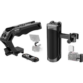 NEEWER Top Handle and NATO Rail Kit, Comfort Silicone Grip with Quick Release NATO Clamp, 3 Cold Shoes and 1/4" 3/8" ARRI Threads, NATO Side Handle Grip with NATO Clamp Included