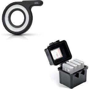 JJC LED Light Guide Ring with LI-90B LI-92B Battery Memory Card Case for Olympus Tough TG 7 TG6 TG5 TG4 TG3 TG2 TG1