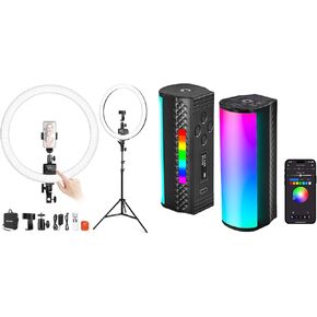 NEEWER Advanced 18 inch LED Ring Light SRP18 Support Manual Touch Control with LCD Screen with TL97C Magnetic Handheld Light Wand APP Control, 360° Full RGB Mini LED Video Light Stick