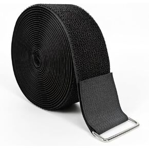 Hook and Loop Straps, 2'' x 16.5', Fastening Cinch Straps with 15 Metal Buckles, Cut to Length, Heavy Duty, Reusable Cable Straps, Cord Straps, 16.5 Feet Long Cord Strap for Storage and Organization