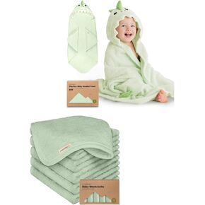 KeaBabies Baby Towel with Hood for Girls, Boys and Baby Washcloths for Newborn, Kids - Soft, Absorbent, 100% Cotton Hooded Baby Towels for Newborns - Bath Baby Towels, Face Towel