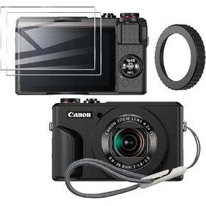 Case for Canon PowerShot G7x Mark II Camera Covement Lens Cover ، طول بؤري قابل للتعديل ، حالة كاميرا ناعمة من السيليكون ، وحامي شاشة G7X Mark II 2PC -(وردي)