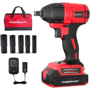 PowerSmart فرش الافلام اللاسلكي وجع 1/2 بوصة. مع حلقة الاحتكاك ، بطارية 2.0AH 20V وشاحن سريع ، مجموعة الأدوات/مآخذ التوصيل