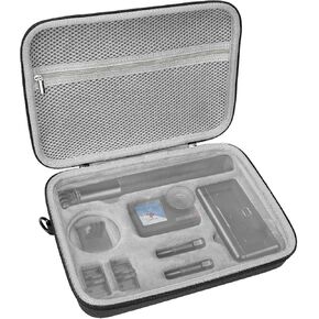 GEEKRIA Action Camera Protective Case Carrying Case, Compatible with DJI Osmo Action 5 Pro/4/3 Action Camera, Travel Storage Bag with Cable Storage (Dark Grey)