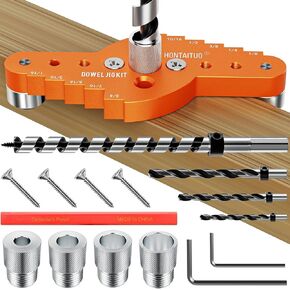 Dowel Jig Kit for Floating Shelf Bracket with 1/2" x 11.81" Drill Bit,Self-centering Scriber,Straight Hole Drill Guide for Installing Hidden Bracket,Woodworking Tools
