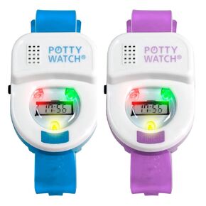 Potty Time: The Original Potty Watch|Water Resistant, Toilet Training Aid,Warranty Included. (30, 60 or 90 Min Automatic Timers Plays Music & Flashing Lights for Fun & Gentle Reminders) Blue & Purple