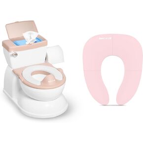 Real Feel 2-in-1 Potty + Folding Travel Potty Seat (Pink)