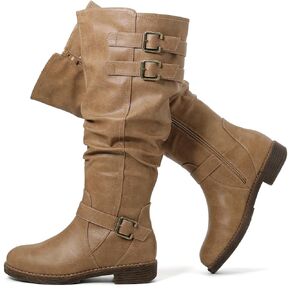 Luoika Women's Extra Wide Calf Knee High Boots, Plus Size Slouchy Knee-High Boots.