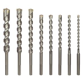 SDS Max Drill Bits Set for Brick, Stone, Concrete, 1/2in x 13in, 5/8in x 13in, 3/4in x 13in, 7/8in x 13in, 1in x 13in, 1-1/8in x 14in, 1-1/4in x 14in, 1-1/2in x 14in (8-Piece Set)