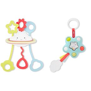 Skip Hop Baby Sensory Toy Pull & Play Silver Lining Cloud Age 6m+ and Baby Sensory Toy with Rattle Beads and Textured Teether Silver Lining Cloud Pop Star Baby Fidget Toy Age 9m+