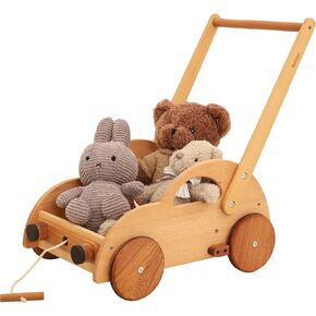 Wooden Baby Walker, Baby Push Walker with Adjustable Height, Walking Toy for Toddlers 1-3 Years Old, Promotes Early Walking Skills, Supports Early Development