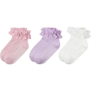 Zando Girls Ruffle Socks Toddler Girls Frilly Lace Dress Socks Cotton Ankle Socks for Baby Infant Newborn 3/5 Pairs in Kuwait