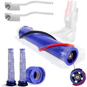 【Only For Driveshaft with 4-Hongs】Roller Brush Bar Replacement for Dyson V7 Animal,Comes with HEPA Filter Set & 2 brush,Compatible with V7 4-Hongs Vacuum Cleaner Brush Replacement Parts