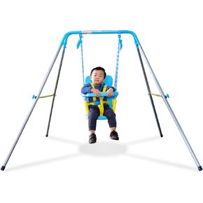 Sportspower My First Toddler Swing - مجموعة أرجوحة داخلية/خارجية للطفل مع تسخير أمان ، أزرق ، 52 "L x 55" W × 47 "H