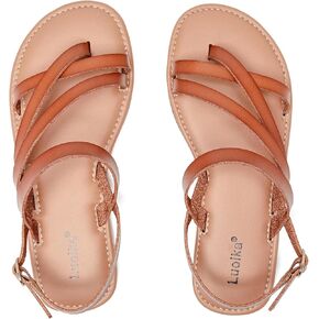 Luoika Women's Wide Width Flat Sandals, Flip Flop Casual Strapy Sandals Slip on Summer Beach Shoes for Women.