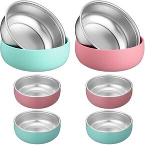 2 Pack Stainless Steel Kids Bowls, Baby Bowls with Removable Silicone Shell, Anti Scald Toddler Snack Container Dishwasher Safe (Without Suction)