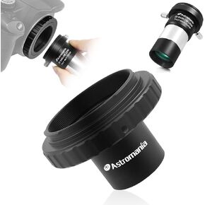 Astromania 1.25" 2X Barlow Lens MultiCoated Metal with M42x0.75 Thread - Bundle with - T-Ring and M42 to 1.25" Telescope Adapter (T-Mount) for All Canon EOS SLR/DSLR Cameras