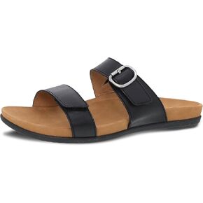Dansko Justine Adjustable Sandal for Women - Leather Linings and Uppers for All-Day Comfort - Dual-Density EVA Footbed and Lightweight Rubber Outsole for Long-Lasting Wear