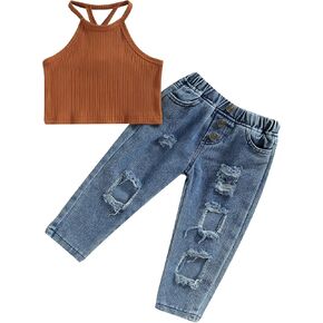 Toddler Girl Outfits Set Ruffled Button Strap Crop Tops Plaid Shorts Set Matching Bowknot Belt Summer Clothes Set