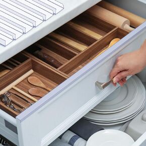 10 Pcs 18" Length 1" Thick Cabinet Edge Protector, Plastic Drawer Protector Edge Guard, Clear Cabinet Protector for Kitchen, Bathroom and Office