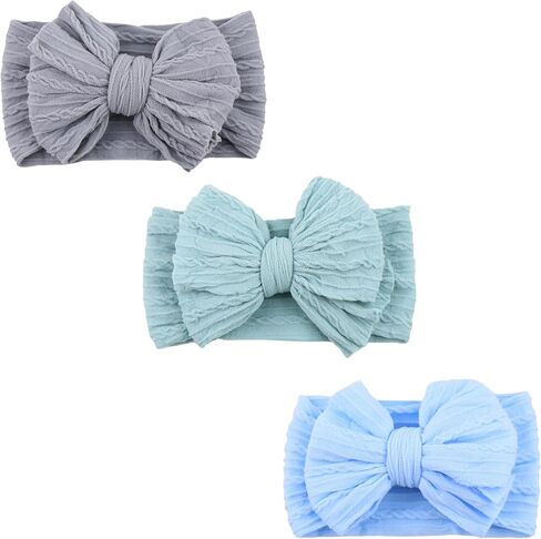 Baby Nylon Beachbelds Hair Hair Bow Proy Hairbands Association for Baby Girls Newborn Infant Kids (Blue) in Kuwait