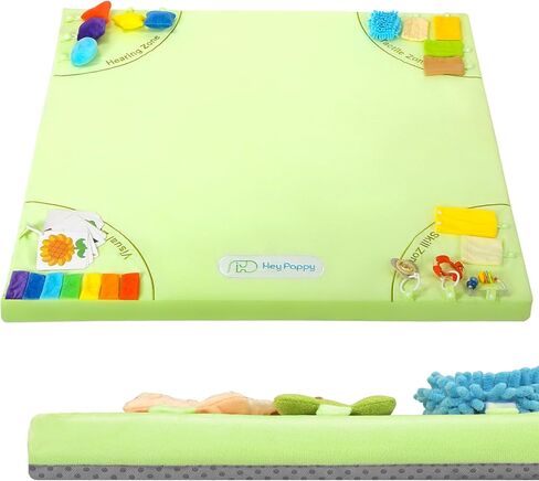 Baby Play Mat, Unique Crawling Mats with 4 Sensory Development Zones for Motor Skills, 50''x50'' Playpen Mats with Non-Slip Cushioned That Fits Nicely Into Any Playroom, Green in Saudi Arabia