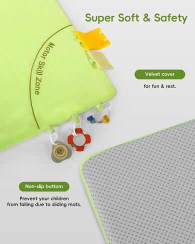 Baby Play Mat, Unique Crawling Mats with 4 Sensory Development Zones for Motor Skills, 50''x50'' Playpen Mats with Non-Slip Cushioned That Fits Nicely Into Any Playroom, Green in Saudi Arabia