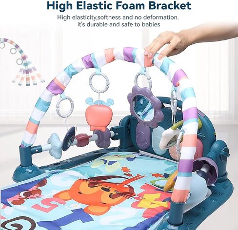 Baby Playmat Tummy Time Toys-Funny Play Piano Baby Gym Activity Mat with 5 Infant Sensory Toys & 3 Suction Cup Spinner Toys, Baby Essentials for Newborns 0-3-6-9-12 Months(Pink) in Saudi Arabia