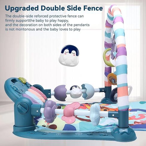 Baby Playmat Tummy Time Toys-Funny Play Piano Baby Gym Activity Mat with 5 Infant Sensory Toys & 3 Suction Cup Spinner Toys, Baby Essentials for Newborns 0-3-6-9-12 Months(Pink) in Saudi Arabia