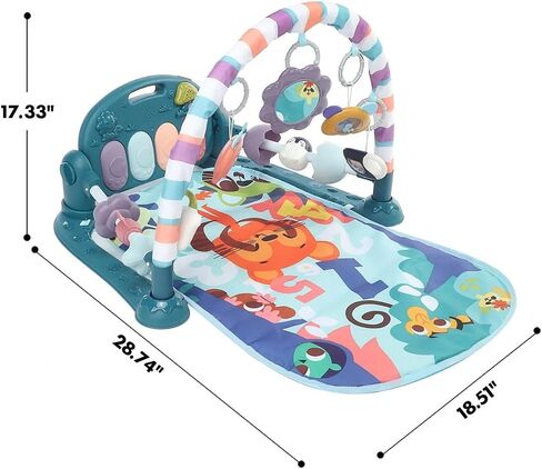 Baby Playmat Tummy Time Toys-Funny Play Piano Baby Gym Activity Mat with 5 Infant Sensory Toys & 3 Suction Cup Spinner Toys, Baby Essentials for Newborns 0-3-6-9-12 Months(Pink) in Saudi Arabia