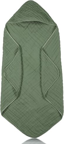 Peryiter Muslin Hooded Baby Towels,32"x 32" Cotton Newborn Bath Towel Muslin Infant Baby Blankets Absorbent Unisex Newborn Registry Gift for Girls Boys(White) in Saudi Arabia