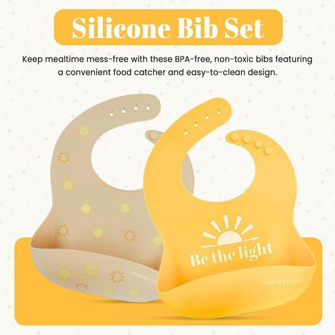 PARKER & ELOWYN Silicone bibs | Pack of 2 Silicone Bibs for Baby Boy or Girl | 100% Silicone Bibs for Babies 6-72 months in Saudi Arabia