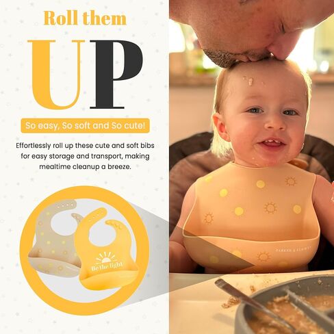 PARKER & ELOWYN Silicone bibs | Pack of 2 Silicone Bibs for Baby Boy or Girl | 100% Silicone Bibs for Babies 6-72 months in Saudi Arabia