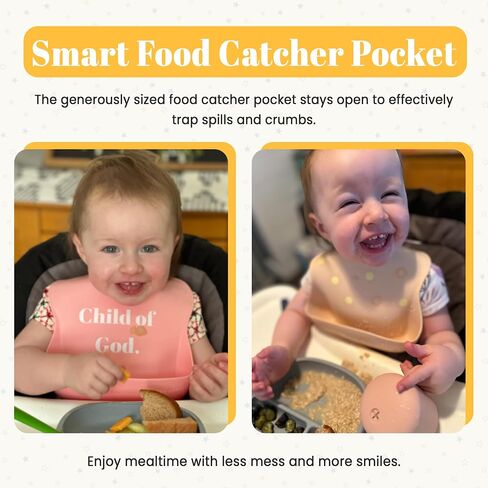 PARKER & ELOWYN Silicone bibs | Pack of 2 Silicone Bibs for Baby Boy or Girl | 100% Silicone Bibs for Babies 6-72 months in Saudi Arabia