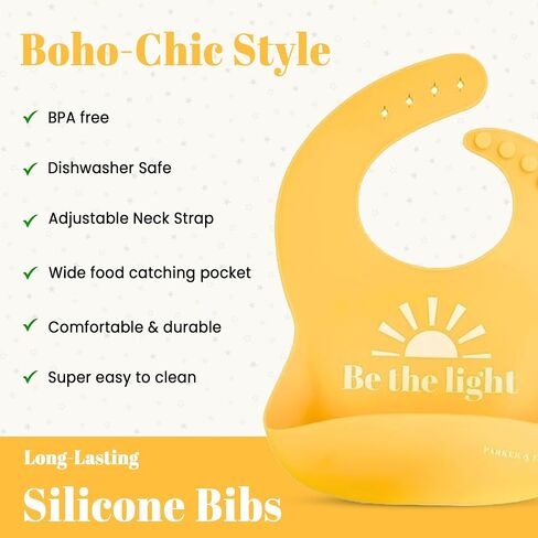 PARKER & ELOWYN Silicone bibs | Pack of 2 Silicone Bibs for Baby Boy or Girl | 100% Silicone Bibs for Babies 6-72 months in Saudi Arabia