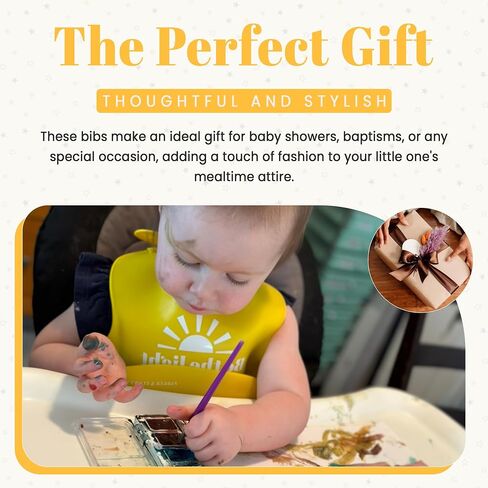 PARKER & ELOWYN Silicone bibs | Pack of 2 Silicone Bibs for Baby Boy or Girl | 100% Silicone Bibs for Babies 6-72 months in Saudi Arabia
