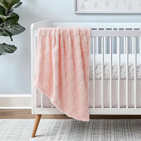 EVERGRACE Soft Plush Baby Blanket for Boys Girls with Print Animal Pattern, Fleece Fuzzy Toddler Nursery Blanket Lightweight Warm Cozy Throw Blanket for Baby Crib, Bed, Bunny, Crystal Pink, 30"x40" in Kuwait