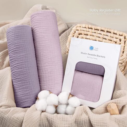 lulumoon Baby Muslin Swaddle Blankets: Soft Receiving Blanket for Newborn - Cotton Swaddling Blanket for Neutral 2Pack(Leaf Autumn) | Cotton Swaddling Blanket for Neutral 2Pack(Leaf Autumn) in Saudi Arabia