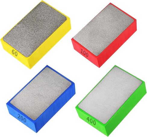 Diamond Hand Polishing Pads for Sanding Ceramics Glass Tile Concrete Stone Marble Granite, 60#, 100#,200#,400#Grits (4Pack) in Saudi Arabia