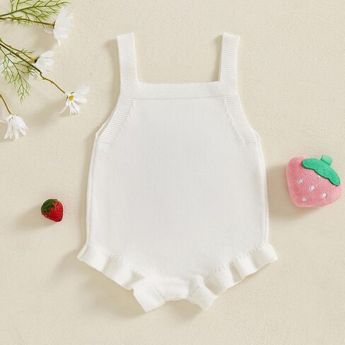 Baby Girl Knit Romper Summer Sleeveless Strawberry Crochet Bodysuit One Piece Jumpsuit Infant Newborn Girls Overalls Outfit in Kuwait